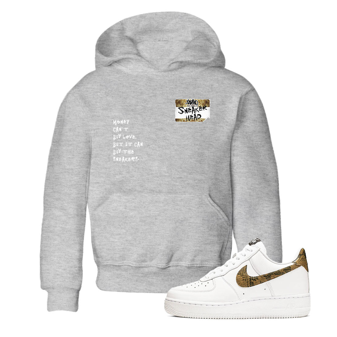 Air Force 1 Ivory Snake shirt to match jordans Sneakerhead Badge sneaker tees Air Force 1 Ivory Snake SNRT sneaker release tees baby toddler Heather Grey 1 cotton Shirt