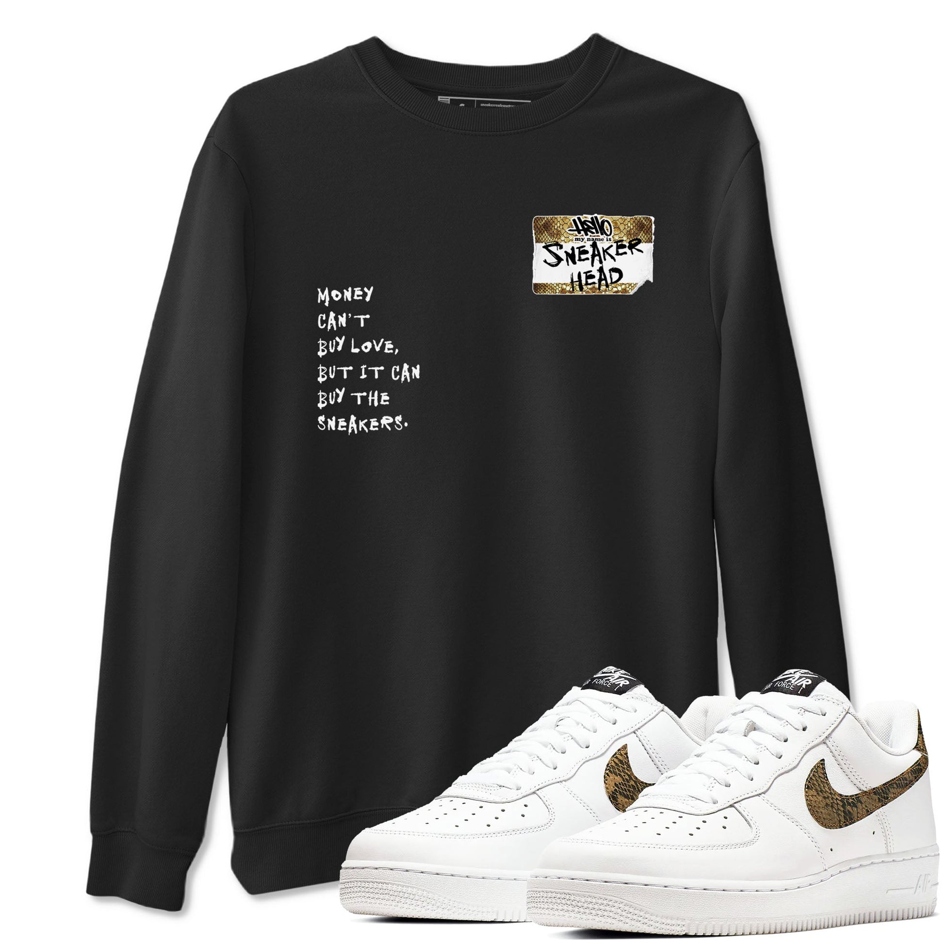 Air Force 1 Ivory Snake shirt to match jordans Sneakerhead Badge sneaker tees Air Force 1 Ivory Snake SNRT Sneaker Release Tees unisex cotton Black 1 crew neck shirt
