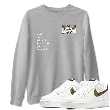 Air Force 1 Ivory Snake shirt to match jordans Sneakerhead Badge sneaker tees Air Force 1 Ivory Snake SNRT Sneaker Release Tees unisex cotton Heather Grey 1 crew neck shirt