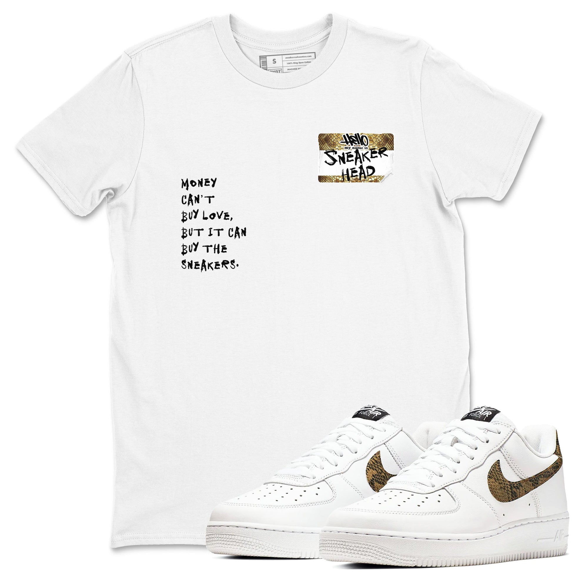 Air Force 1 Ivory Snake shirt to match jordans Sneakerhead Badge sneaker tees Air Force 1 Ivory Snake SNRT Sneaker Release Tees unisex cotton White 1 crew neck shirt