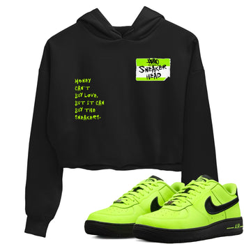 AF1 Volt shirts to match jordans Sneakerhead Badge sneaker match tees Air Force 1 Volt match shoes to clothes SNRT Sneaker Tees unisex cotton Black 1 crop tee