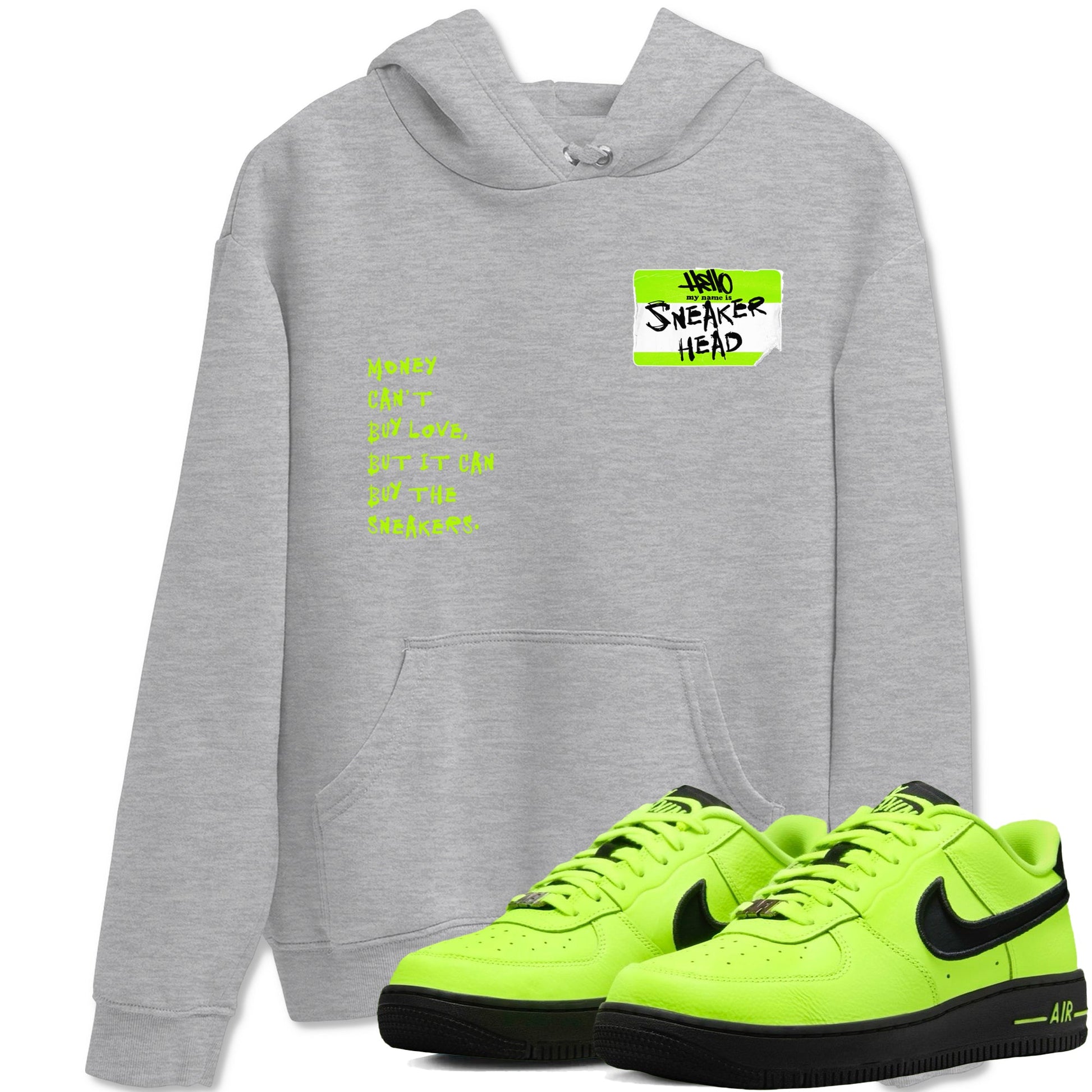 AF1 Volt shirts to match jordans Sneakerhead Badge sneaker match tees Air Force 1 Volt match shoes to clothes SNRT Sneaker Tees unisex cotton Heather Grey 1 shirts