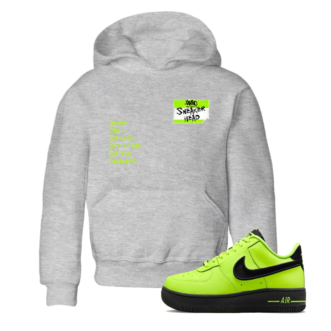 AF1 Volt shirts to match jordans Sneakerhead Badge sneaker match tees Air Force 1 Volt match shoes to clothes SNRT Sneaker Tees Youth Baby Heather Grey 1 tee