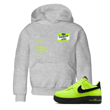 AF1 Volt shirts to match jordans Sneakerhead Badge sneaker match tees Air Force 1 Volt match shoes to clothes SNRT Sneaker Tees Youth Baby Heather Grey 1 tee