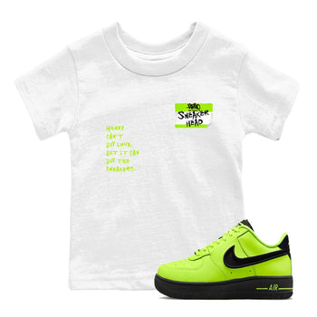 AF1 Volt shirts to match jordans Sneakerhead Badge sneaker match tees Air Force 1 Volt match shoes to clothes SNRT Sneaker Tees Youth Baby White 1 tee