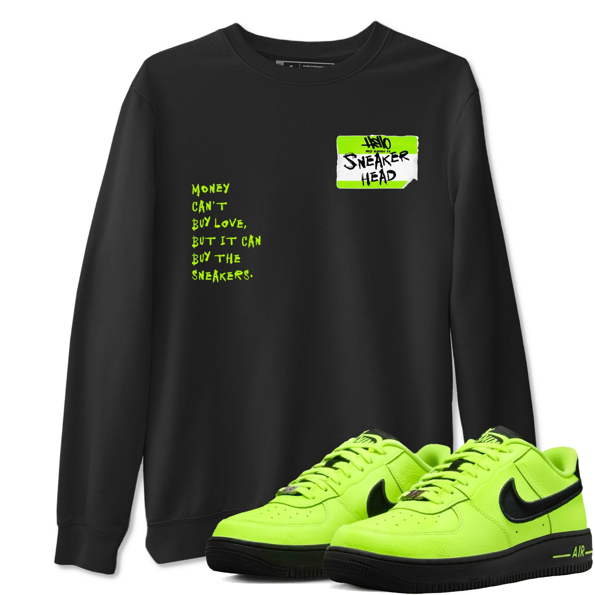 AF1 Volt shirts to match jordans Sneakerhead Badge sneaker match tees Air Force 1 Volt match shoes to clothes SNRT Sneaker Tees unisex cotton Black 1 shirts