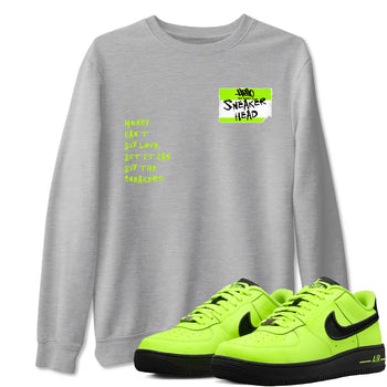 AF1 Volt shirts to match jordans Sneakerhead Badge sneaker match tees Air Force 1 Volt match shoes to clothes SNRT Sneaker Tees unisex cotton Heather Grey 1 shirts