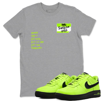 AF1 Volt shirts to match jordans Sneakerhead Badge sneaker match tees Air Force 1 Volt match shoes to clothes SNRT Sneaker Tees unisex cotton Heather Grey 1 shirts