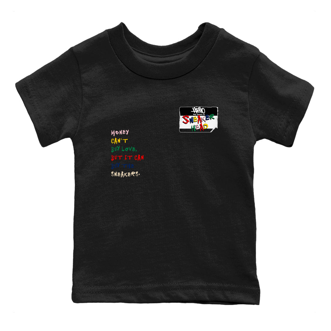 AF 3 Nigo shirtsto match jordans Sneakerhead Badge sneaker match tees Air Force 3 Low x Nigo Blue Void and Tour Yellow match shoes to clothes SNRT Sneaker Tees Youth Baby Black 2 tee
