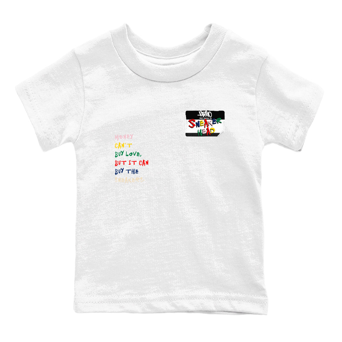 AF 3 Nigo shirtsto match jordans Sneakerhead Badge sneaker match tees Air Force 3 Low x Nigo Blue Void and Tour Yellow match shoes to clothes SNRT Sneaker Tees Youth Baby White 2 tee