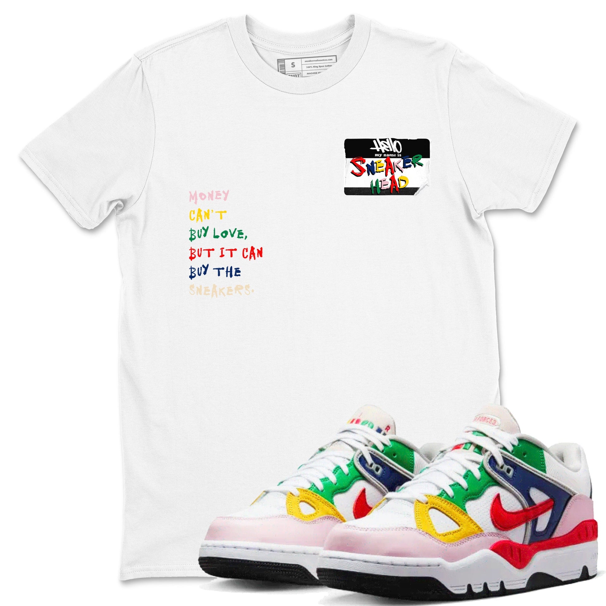 AF 3 Nigo shirtsto match jordans Sneakerhead Badge sneaker match tees Air Force 3 Low x Nigo Blue Void and Tour Yellow match shoes to clothes SNRT Sneaker Tees unisex cotton White 1 shirts