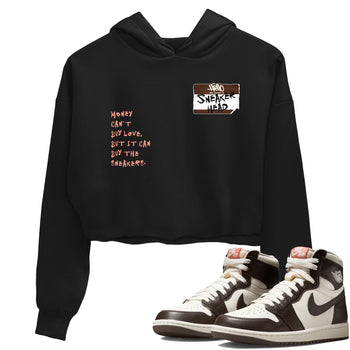 Sneaker match tees – Sneaker Tees To Match Air Jordan 1 Baroque Brown Shoes – Sneakerhead Badge Crop T-Shirt Black 1