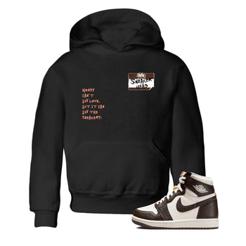 Sneaker match tees – Sneaker Tees To Match Air Jordan 1 Baroque Brown Shoes – Sneakerhead Badge Kids T-Shirt Black 1
