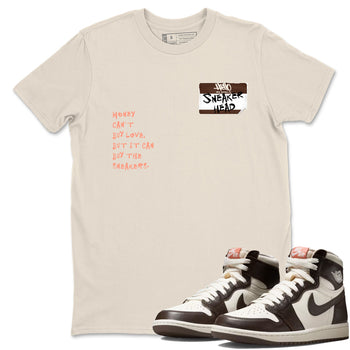 Sneaker match tees – Sneaker Tees To Match Air Jordan 1 Baroque Brown Shoes – Sneakerhead Badge Tee Natural 1