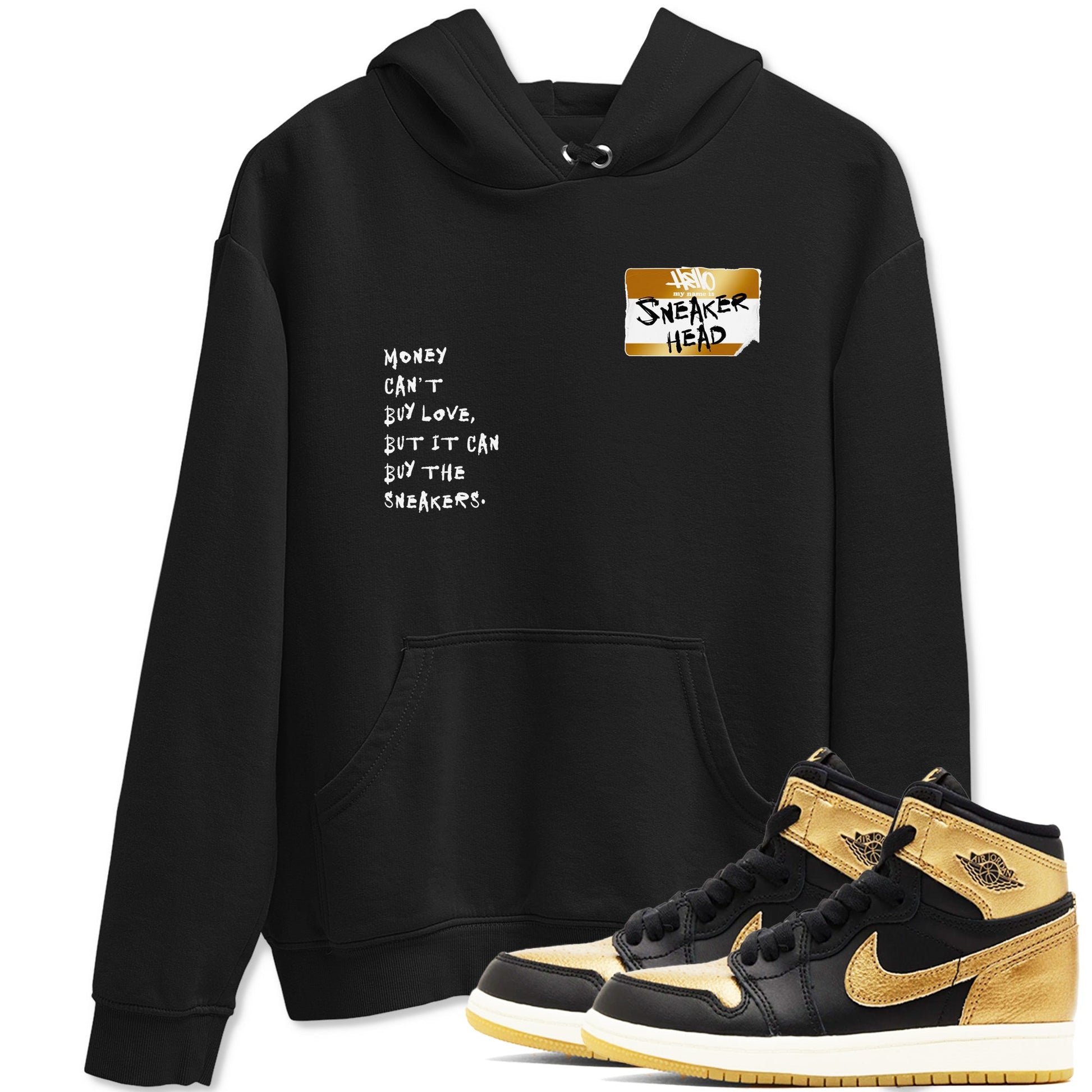 AJ1 Black Metallic Gold shirts to match jordans Sneakerhead Badge sneaker match tees Jordan 1 High OG Black and Gold SNRT Sneaker Tees streetwear brand Black 1 unisex cotton tee