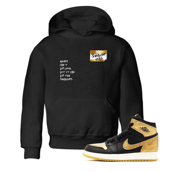 AJ1 Black Metallic Gold shirts to match jordans Sneakerhead Badge sneaker match tees Jordan 1 High OG Black and Gold SNRT Sneaker Tees streetwear brand Baby and Youth Black 1 cotton tee