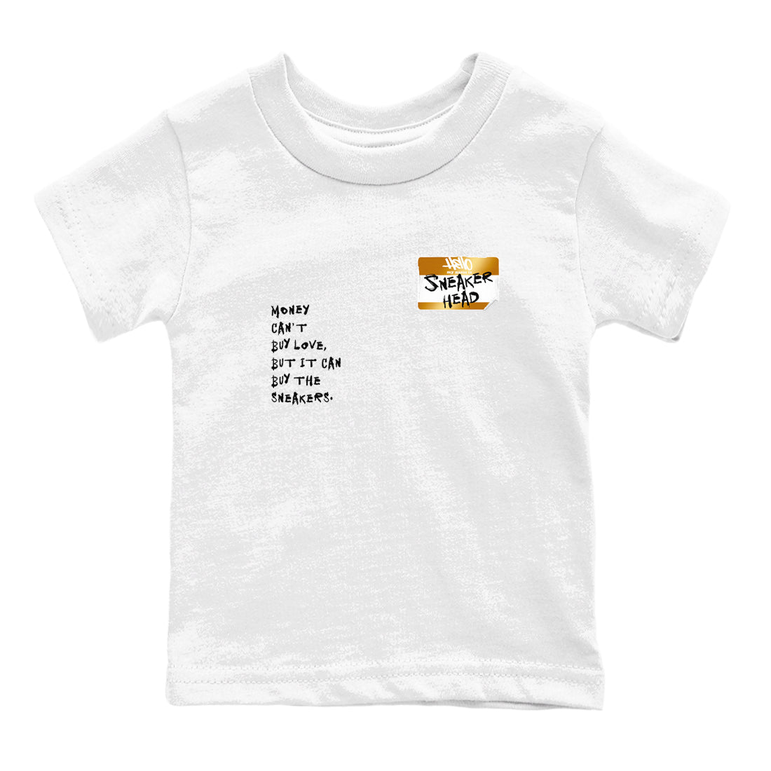 AJ1 Black Metallic Gold shirts to match jordans Sneakerhead Badge sneaker match tees Jordan 1 High OG Black and Gold SNRT Sneaker Tees streetwear brand Baby and Youth White 2 cotton tee