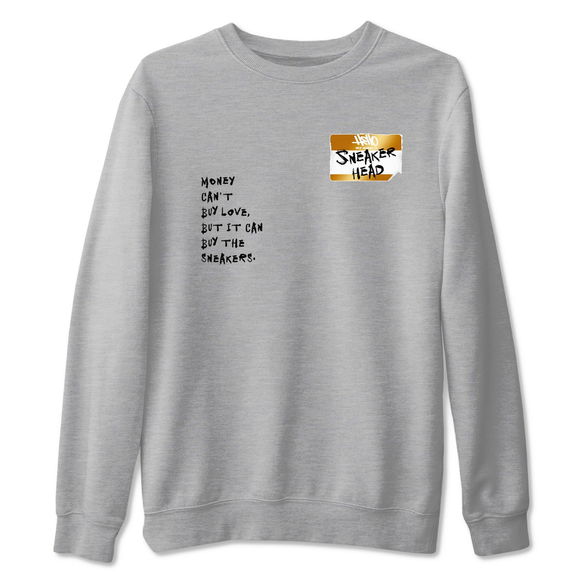 AJ1 Black Metallic Gold shirts to match jordans Sneakerhead Badge sneaker match tees Jordan 1 High OG Black and Gold SNRT Sneaker Tees streetwear brand Heather Grey 2 unisex cotton tee