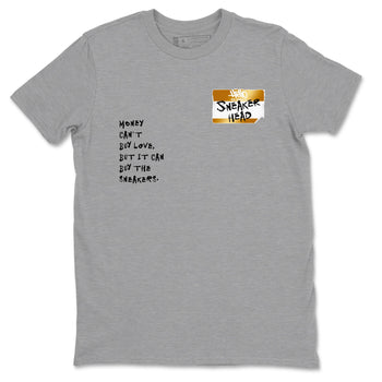 AJ1 Black Metallic Gold shirts to match jordans Sneakerhead Badge sneaker match tees Jordan 1 High OG Black and Gold SNRT Sneaker Tees streetwear brand Heather Grey 2 unisex cotton tee