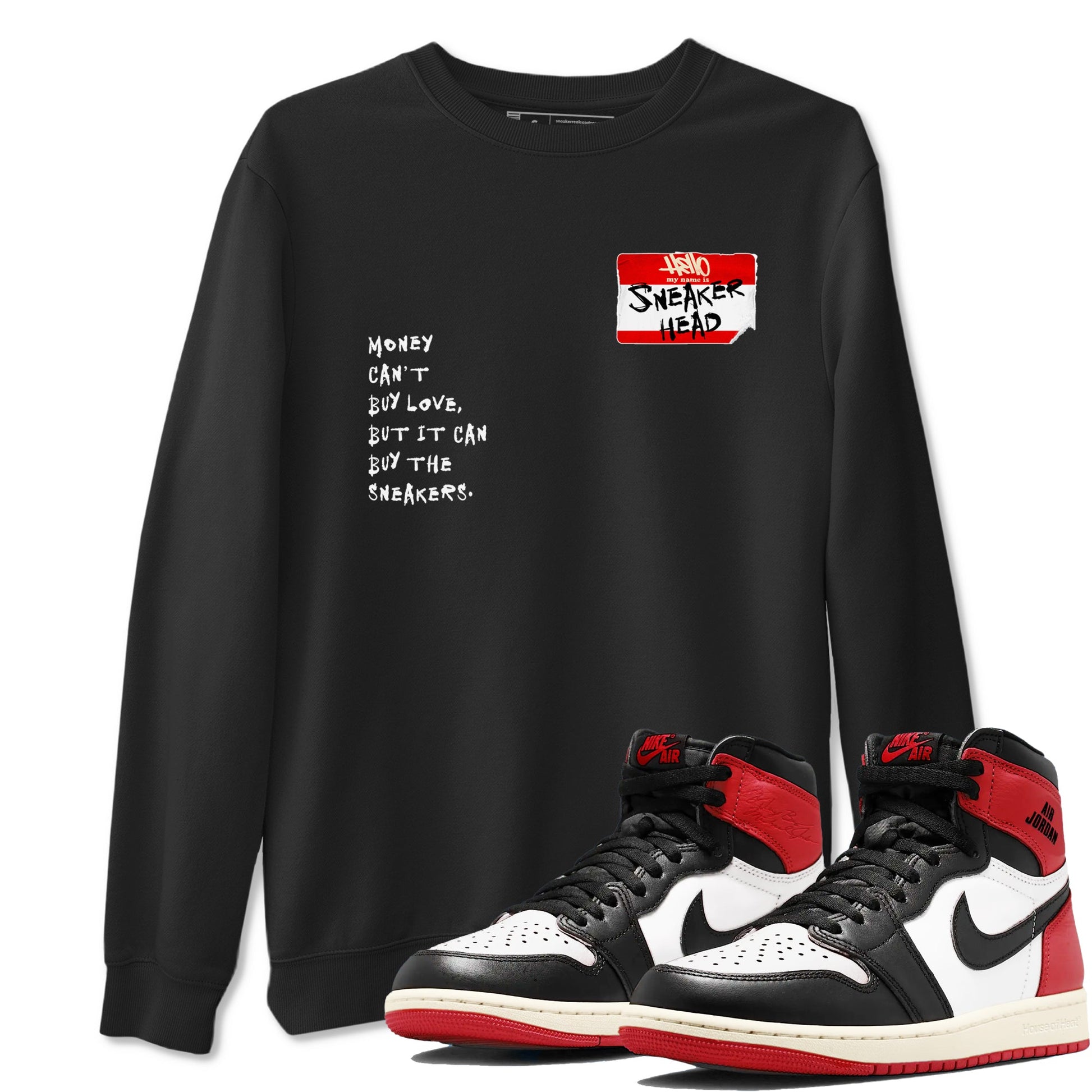 AJ1 Black Toe Reimagined shirts to match jordans Sneakerhead Badge sneaker match tees Air Jordan 1 Black Toe Reimagined SNRT Sneaker Tees streetwear brand Black 1 unisex cotton tee