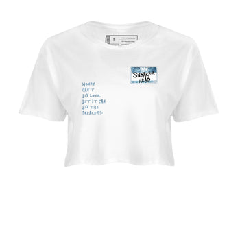 1s Denim shirt to match jordans Sneakerhead Badge sneaker tees Air Jordan 1 Denim SNRT Sneaker Release Tees White 2 crop length shirt