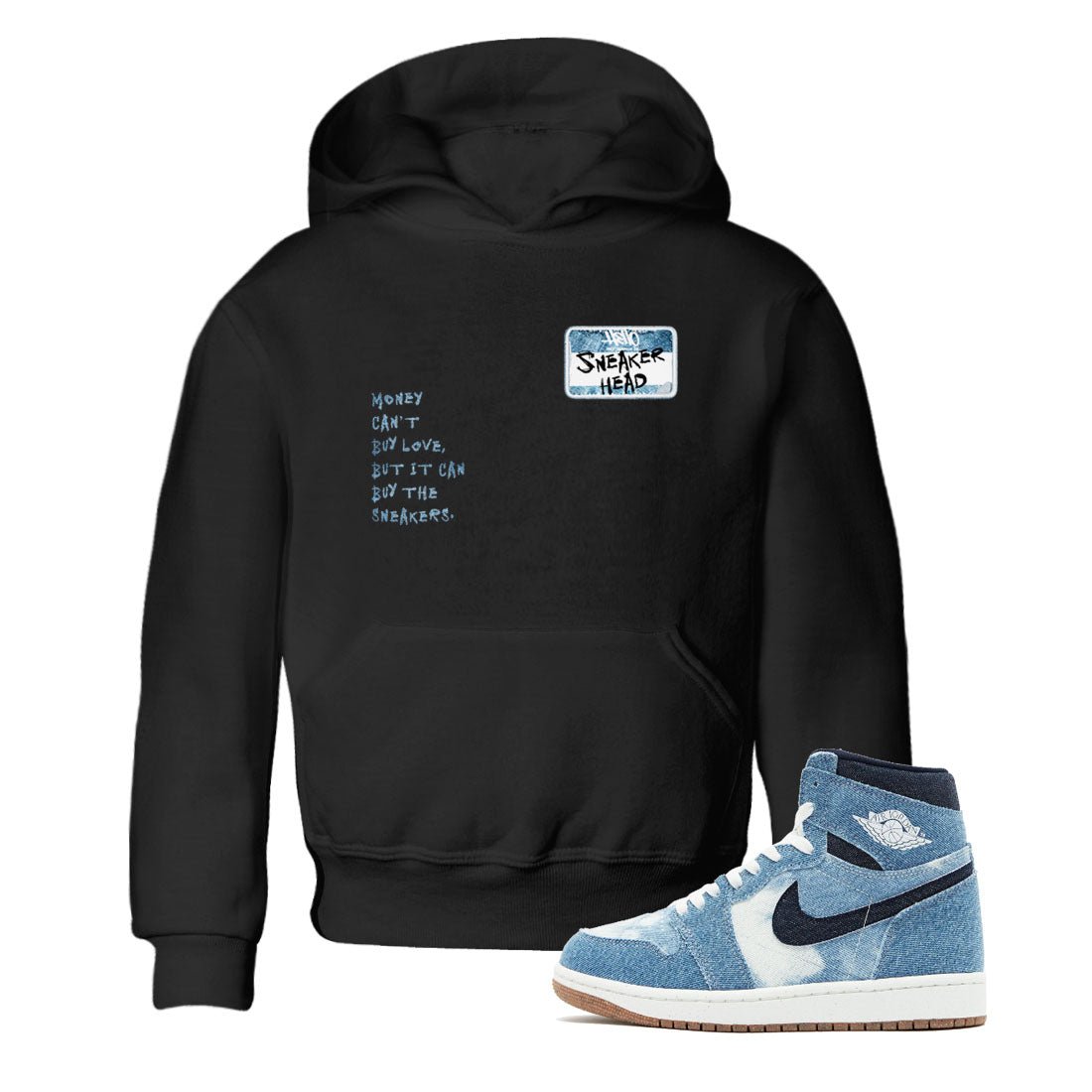 1s Denim shirt to match jordans Sneakerhead Badge sneaker tees Air Jordan 1 Denim SNRT sneaker release tees baby toddler Black 1 cotton Shirt