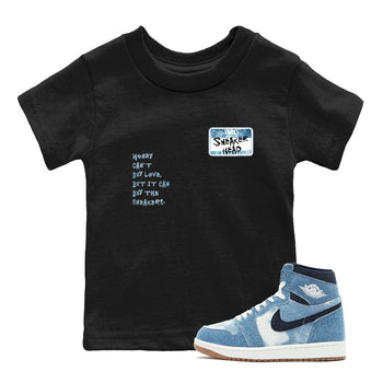 1s Denim shirt to match jordans Sneakerhead Badge sneaker tees Air Jordan 1 Denim SNRT sneaker release tees baby toddler Black 1 cotton Shirt