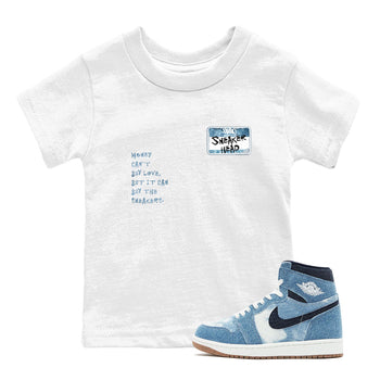1s Denim shirt to match jordans Sneakerhead Badge sneaker tees Air Jordan 1 Denim SNRT sneaker release tees baby toddler White 1 cotton Shirt