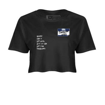 1s Midnight Navy shirts to match jordans Sneakerhead Badge sneaker match tees Air Jordan 1 Midnight Navy match shoes to clothes SNRT Sneaker Tees unisex cotton Black 2 crop tee