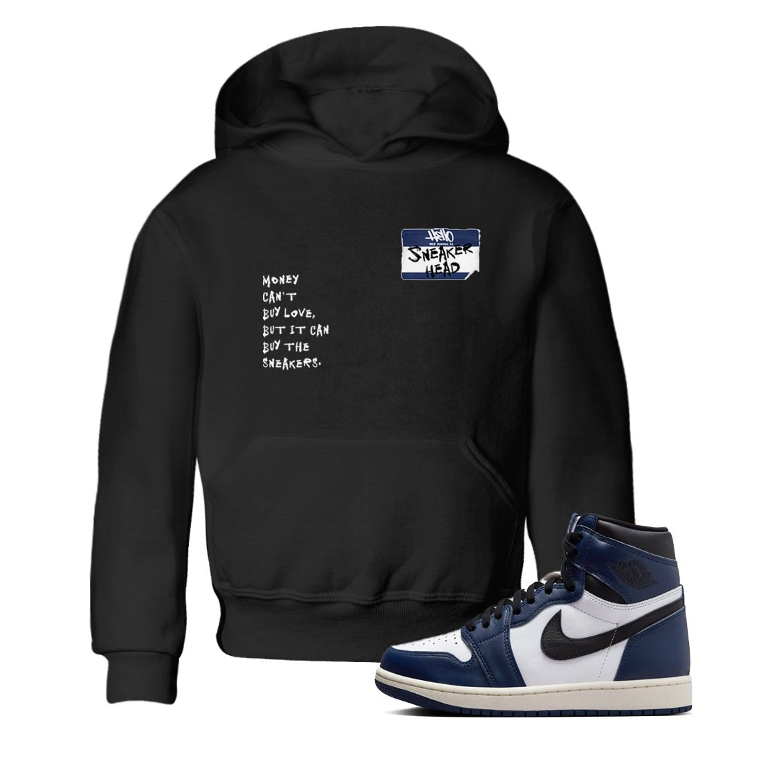 1s Midnight Navy shirts to match jordans Sneakerhead Badge sneaker match tees Air Jordan 1 Midnight Navy match shoes to clothes SNRT Sneaker Tees Youth Baby Black 1 tee