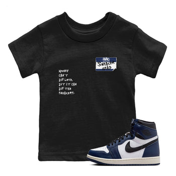 1s Midnight Navy shirts to match jordans Sneakerhead Badge sneaker match tees Air Jordan 1 Midnight Navy match shoes to clothes SNRT Sneaker Tees Youth Baby Black 1 tee