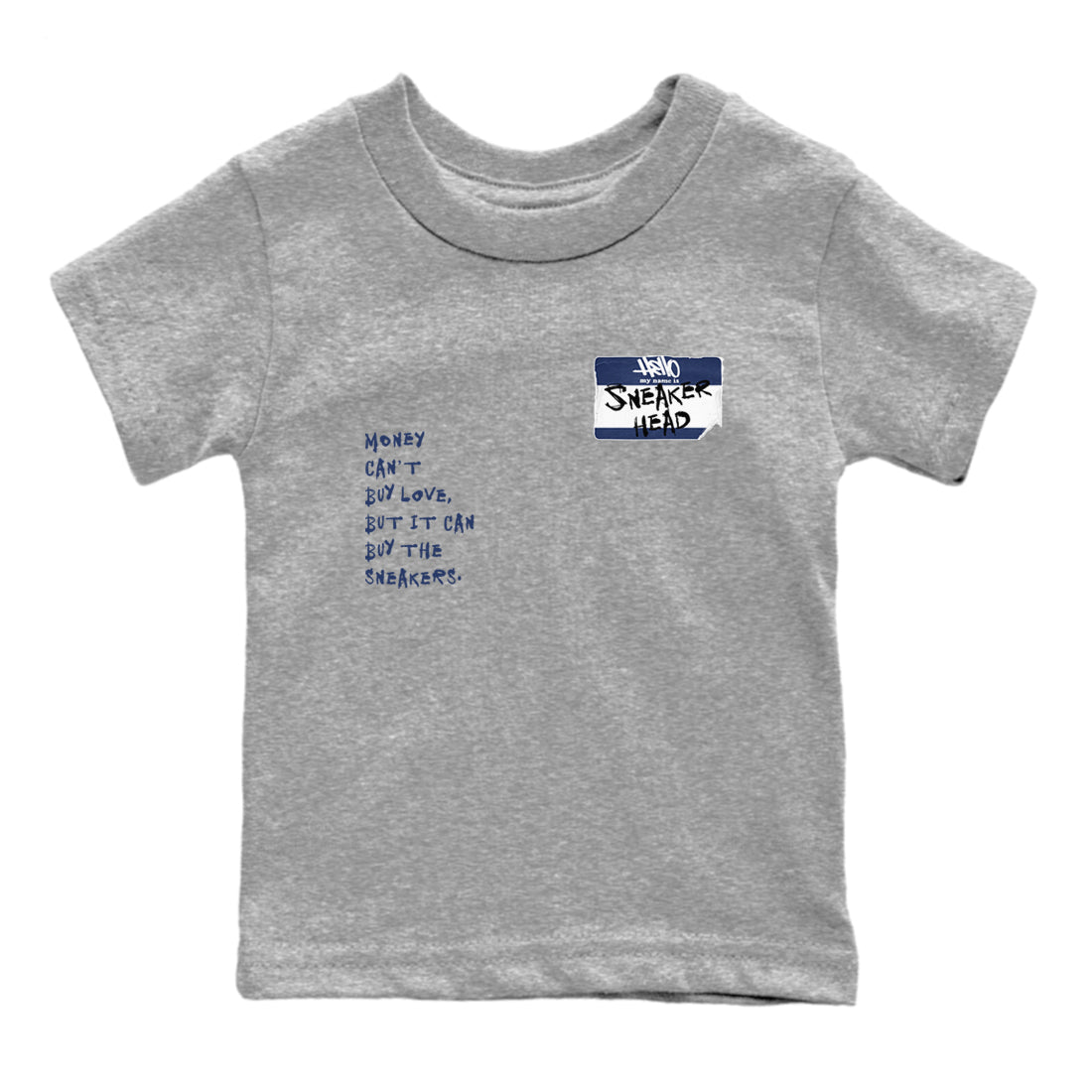 1s Midnight Navy shirts to match jordans Sneakerhead Badge sneaker match tees Air Jordan 1 Midnight Navy match shoes to clothes SNRT Sneaker Tees Youth Baby Heather Grey 2 tee