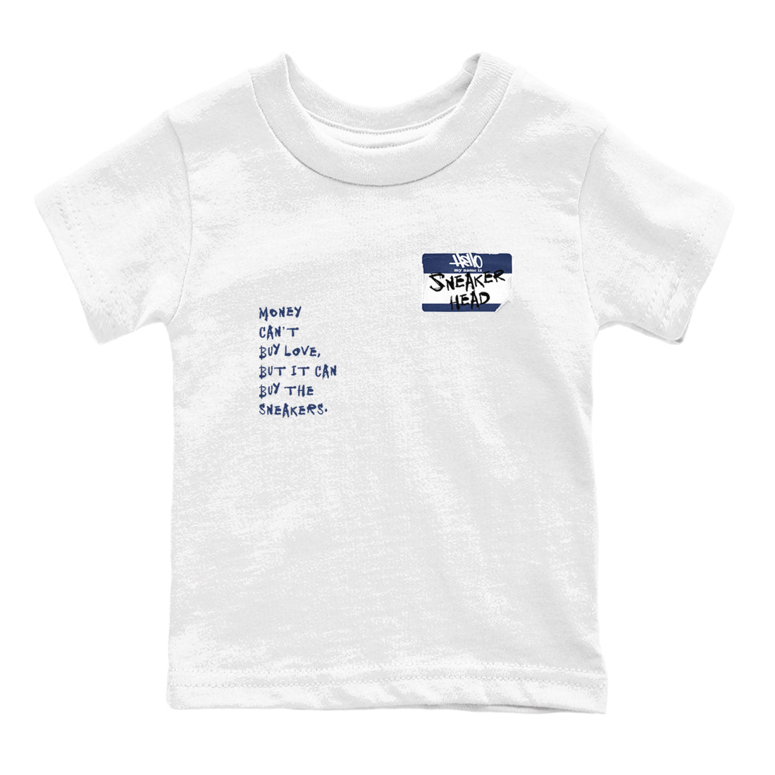 1s Midnight Navy shirts to match jordans Sneakerhead Badge sneaker match tees Air Jordan 1 Midnight Navy match shoes to clothes SNRT Sneaker Tees Youth Baby White 2 tee