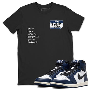 1s Midnight Navy shirts to match jordans Sneakerhead Badge sneaker match tees Air Jordan 1 Midnight Navy match shoes to clothes SNRT Sneaker Tees unisex cotton Black 1 shirts