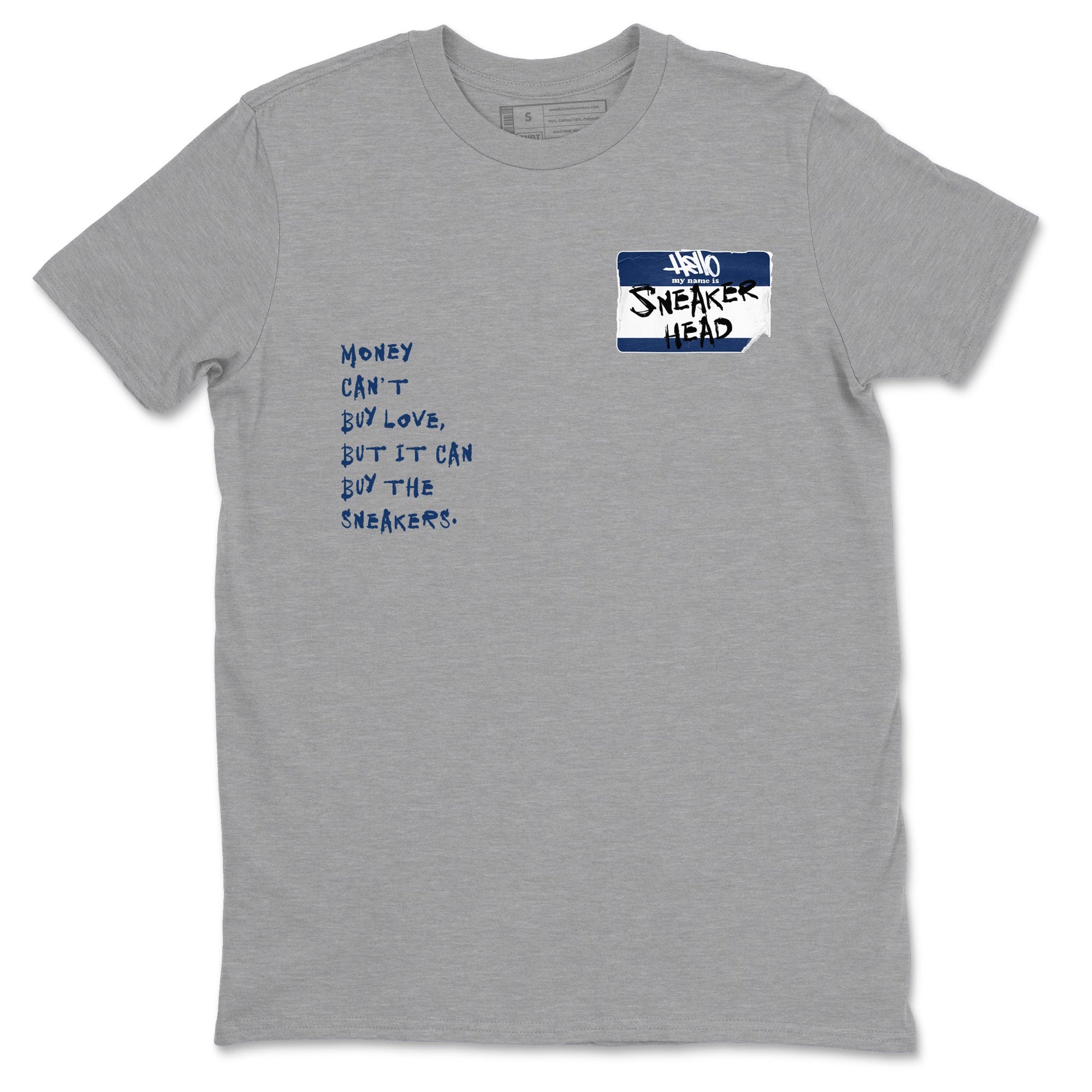 1s Midnight Navy shirts to match jordans Sneakerhead Badge sneaker match tees Air Jordan 1 Midnight Navy match shoes to clothes SNRT Sneaker Tees unisex cotton Heather Grey 2 shirts