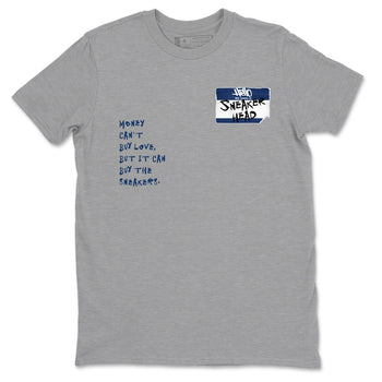 1s Midnight Navy shirts to match jordans Sneakerhead Badge sneaker match tees Air Jordan 1 Midnight Navy match shoes to clothes SNRT Sneaker Tees unisex cotton Heather Grey 2 shirts