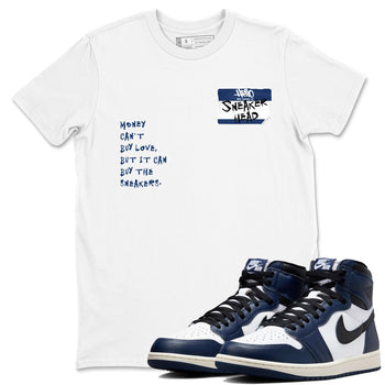 1s Midnight Navy shirts to match jordans Sneakerhead Badge sneaker match tees Air Jordan 1 Midnight Navy match shoes to clothes SNRT Sneaker Tees unisex cotton White 1 shirts