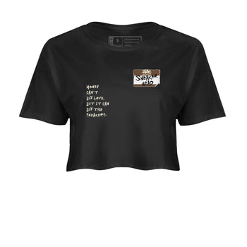 Air Jordan 1 Low Mocha shirts to match jordans Sneakerhead Badge sneaker match tees AJ1 Mocha SNRT Sneaker Tees streetwear brand Black 2 crop tee