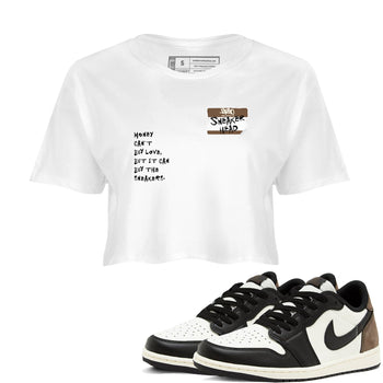 Air Jordan 1 Low Mocha shirts to match jordans Sneakerhead Badge sneaker match tees AJ1 Mocha SNRT Sneaker Tees streetwear brand White 1 crop tee