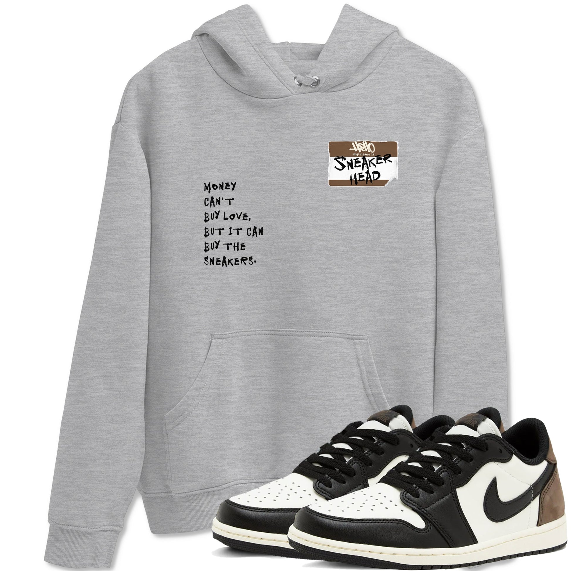Air Jordan 1 Low Mocha shirts to match jordans Sneakerhead Badge sneaker match tees AJ1 Mocha SNRT Sneaker Tees streetwear brand Heather Grey 1 unisex cotton tee