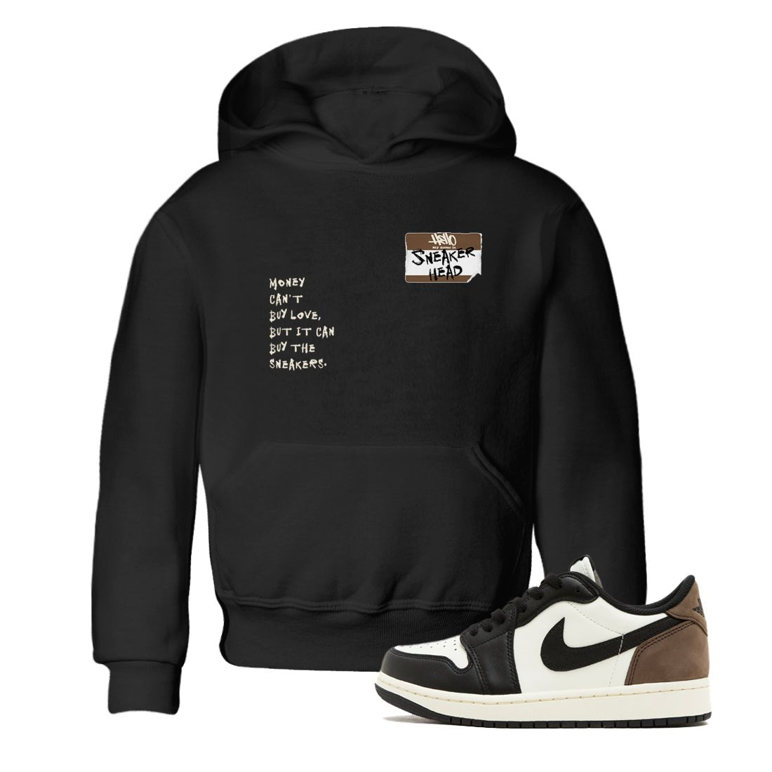 Air Jordan 1 Low Mocha shirts to match jordans Sneakerhead Badge sneaker match tees AJ1 Mocha SNRT Sneaker Tees streetwear brand Baby and Youth Black 1 cotton tee