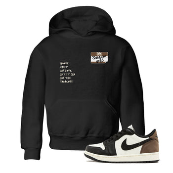 Air Jordan 1 Low Mocha shirts to match jordans Sneakerhead Badge sneaker match tees AJ1 Mocha SNRT Sneaker Tees streetwear brand Baby and Youth Black 1 cotton tee