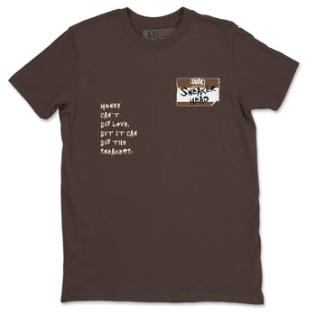 Air Jordan 1 Low Mocha shirts to match jordans Sneakerhead Badge sneaker match tees AJ1 Mocha SNRT Sneaker Tees streetwear brand Dark Chocolate 2 unisex cotton tee