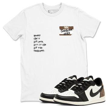 Air Jordan 1 Low Mocha shirts to match jordans Sneakerhead Badge sneaker match tees AJ1 Mocha SNRT Sneaker Tees streetwear brand White 1 unisex cotton tee