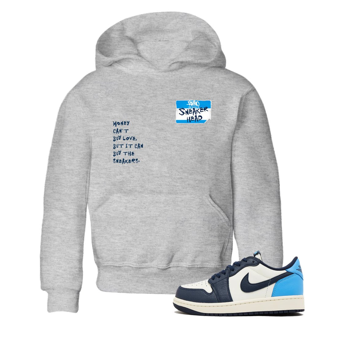 1s Obsidian shirts to match jordans Sneakerhead Badge shirts to match Jordans AJ1 Retro Low OG Obsidian match shoes to clothes SNRT Sneaker Tees Youth Baby Heather Grey 1 tee