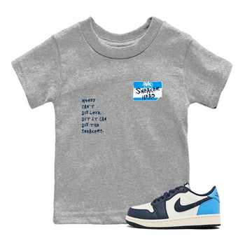 1s Obsidian shirts to match jordans Sneakerhead Badge shirts to match Jordans AJ1 Retro Low OG Obsidian match shoes to clothes SNRT Sneaker Tees Youth Baby Heather Grey 1 tee