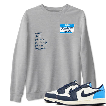 1s Obsidian shirts to match jordans Sneakerhead Badge shirts to match Jordans AJ1 Retro Low OG Obsidian match shoes to clothes SNRT Sneaker Tees unisex cotton Heather Grey 1 shirts