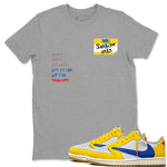 Air Jordan 1 Travis Scott Canary shirt to match jordans Sneakerhead Badge sneaker tees Air Jordan 1 Low x Travis Scott x Canary SNRT Sneaker Release Tees unisex cotton Heather Grey 1 crew neck shirt