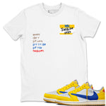 Air Jordan 1 Travis Scott Canary shirt to match jordans Sneakerhead Badge sneaker tees Air Jordan 1 Low x Travis Scott x Canary SNRT Sneaker Release Tees unisex cotton White 1 crew neck shirt