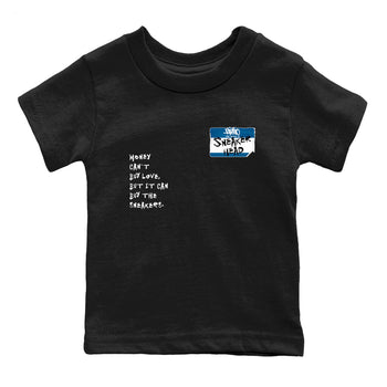 Sneakerhead Badge baby and kids t-shirt crafted for little sneakerheads to shine with the Air Jordan 1 Travis Scott Fragment sneakers, displayed in Black 2.